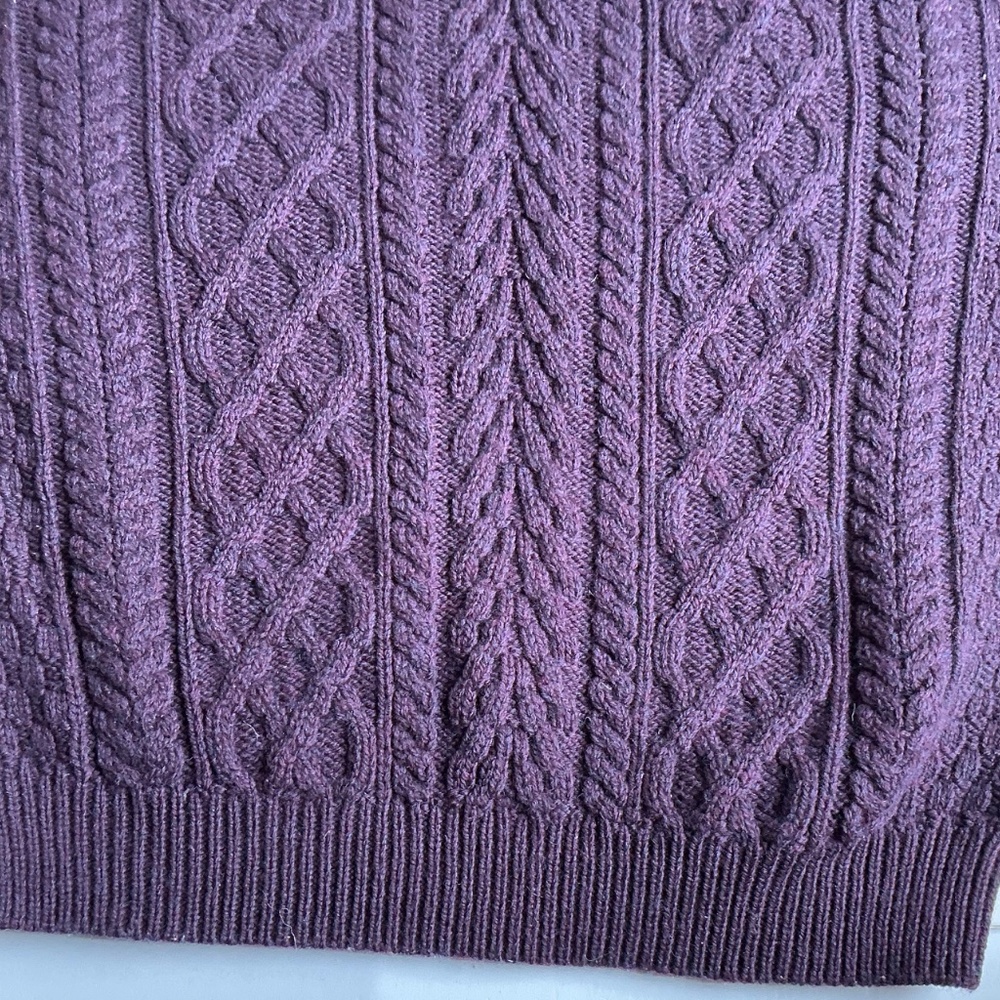 Aran Crafts aubergine Color 1/4 zip Merino wool pullover Sz M made Ireland 🇮🇪 - Picture 4 of 9